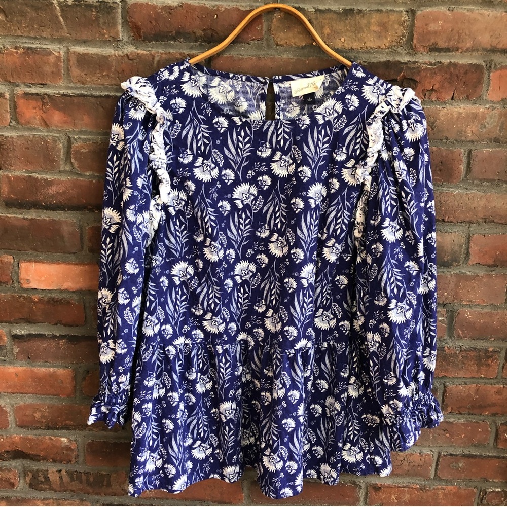🔴 BOGÓ 🔴 FLORAL Baby doll puff sleeve ruffle top size Large